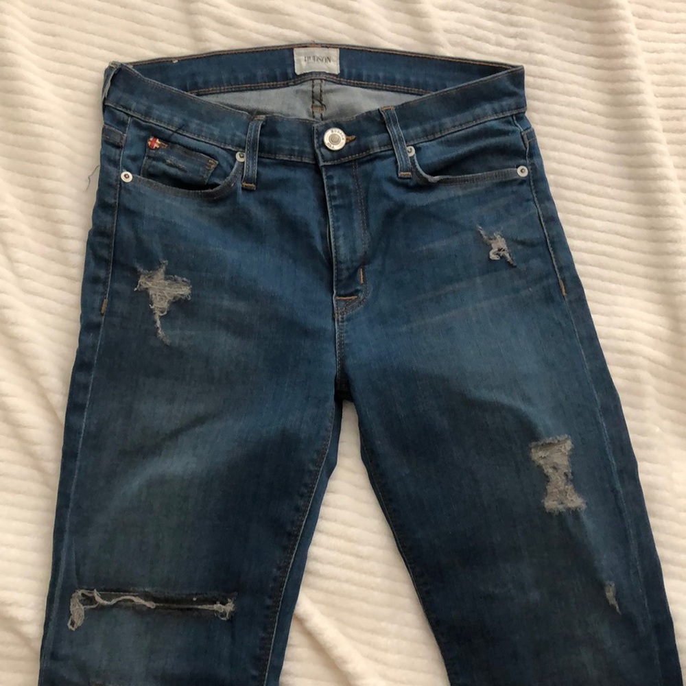 Distressed Hudson brand jeans
